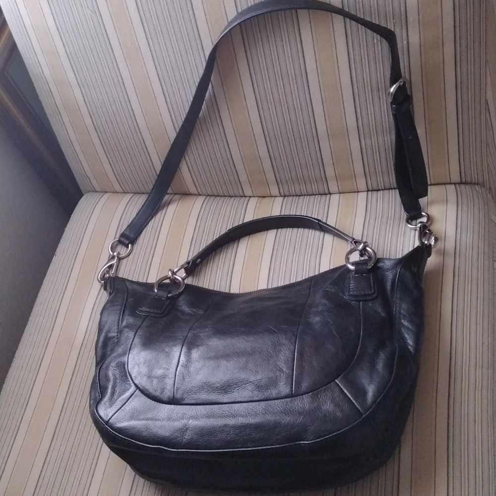 Coach,Black Leather Shoulder and Crossbody Bag
